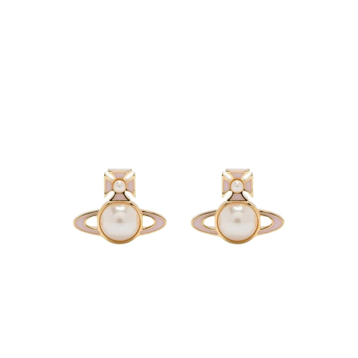 Vivienne Westwood Tillya Gold Light Pink Earrings Retro Designer Wear