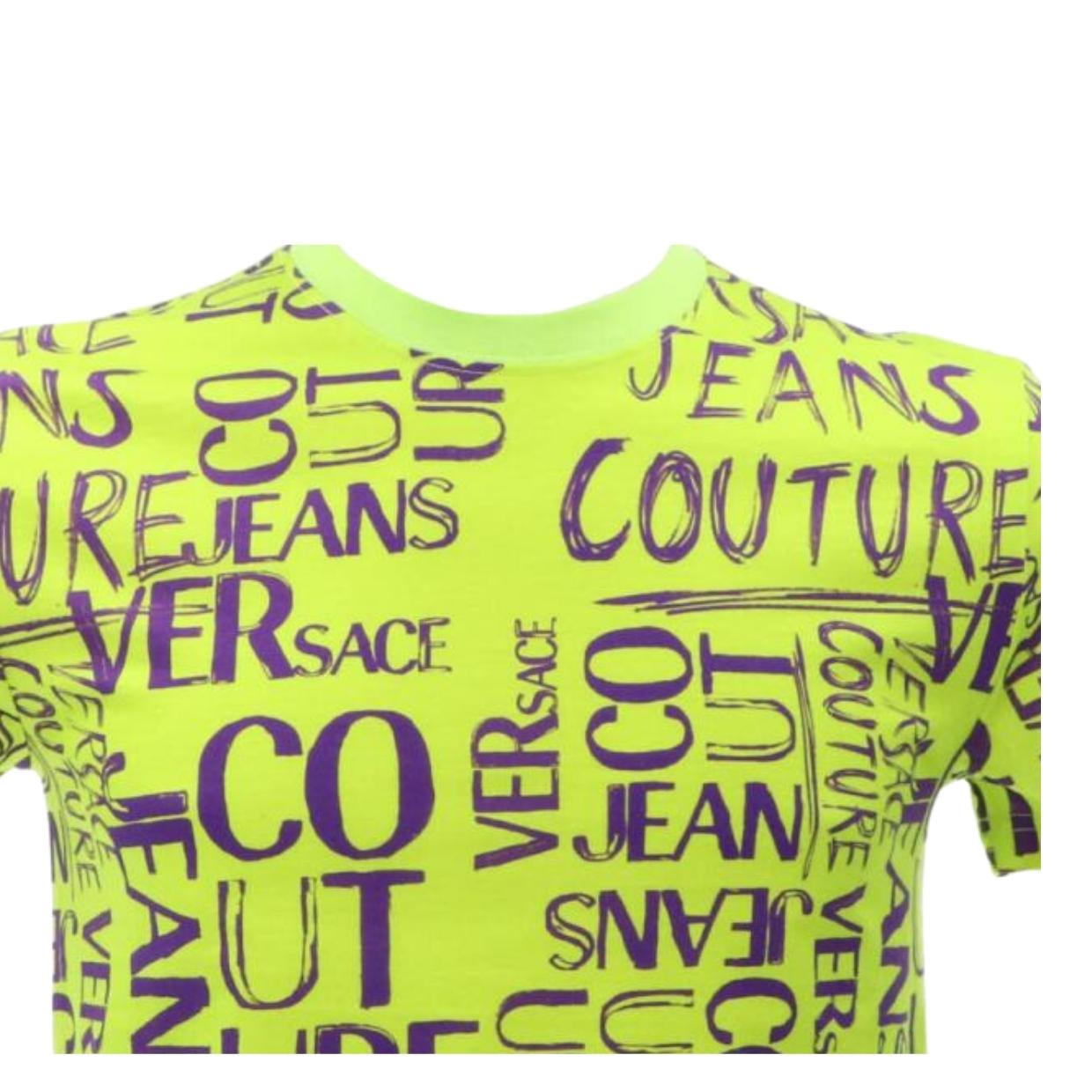 Versace Jeans Couture Print Doodle Logo Neon Green T-Shirt