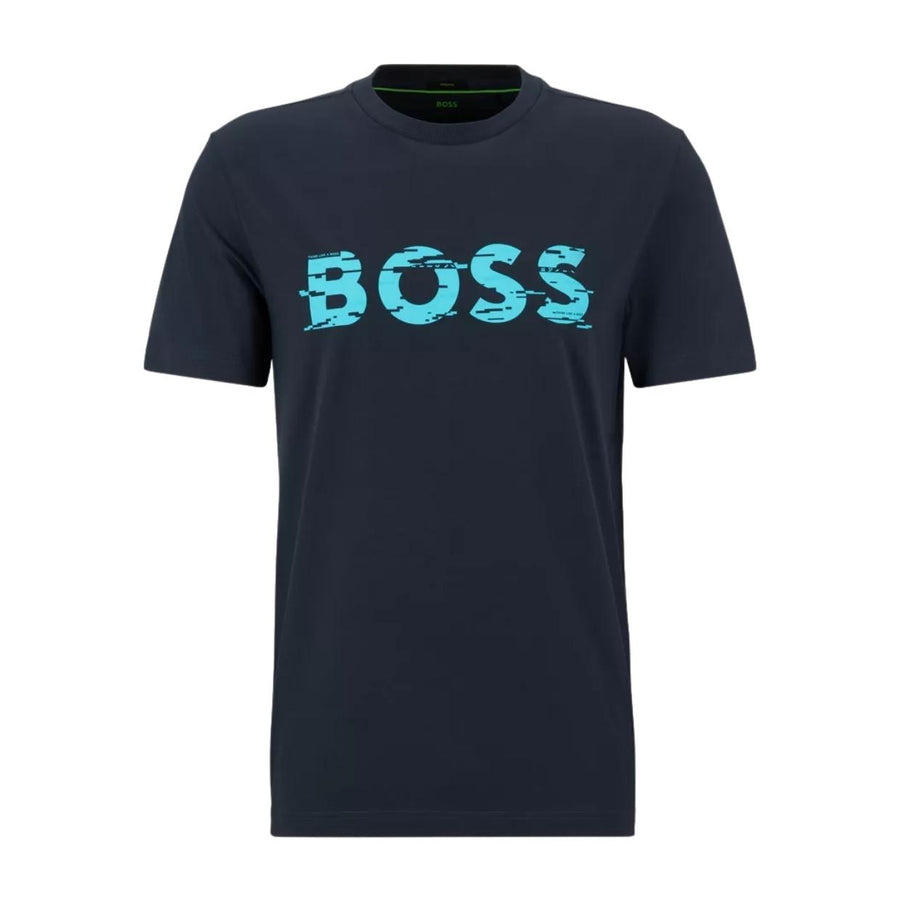 BOSS Printed Graphic Logo Navy T-Shirt