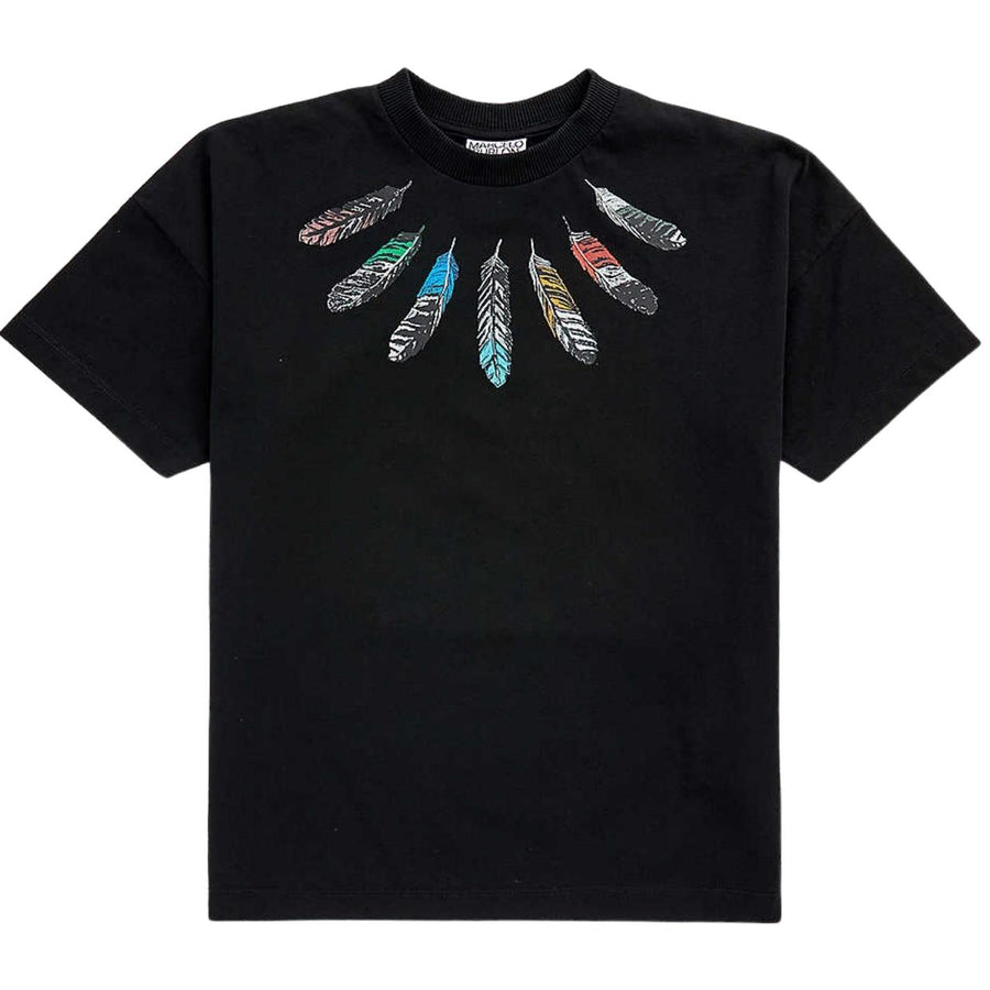 Marcelo Burlon Kids Black Collar Feathers Over T-Shirts