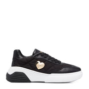 Love Moschino Gold Love Heart Plaque Black Trainers