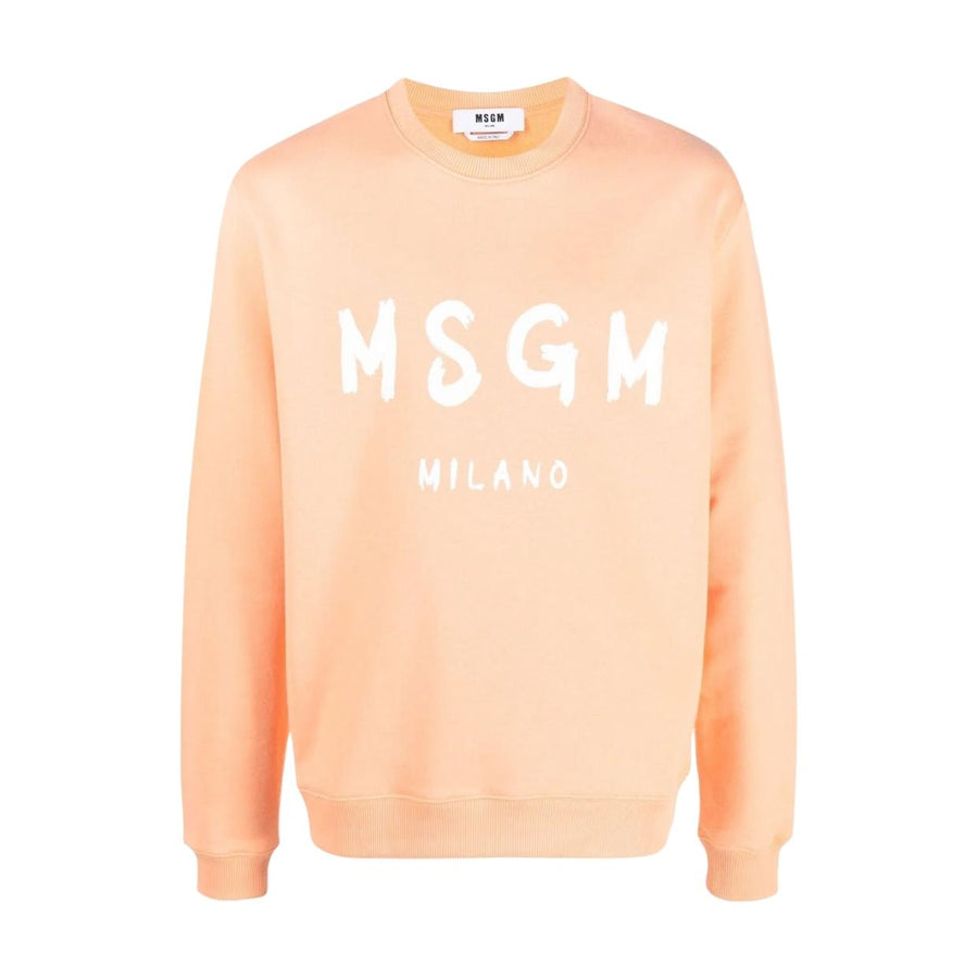 MSGM Brushed Paint Logo Effect Orange Sweatshirt