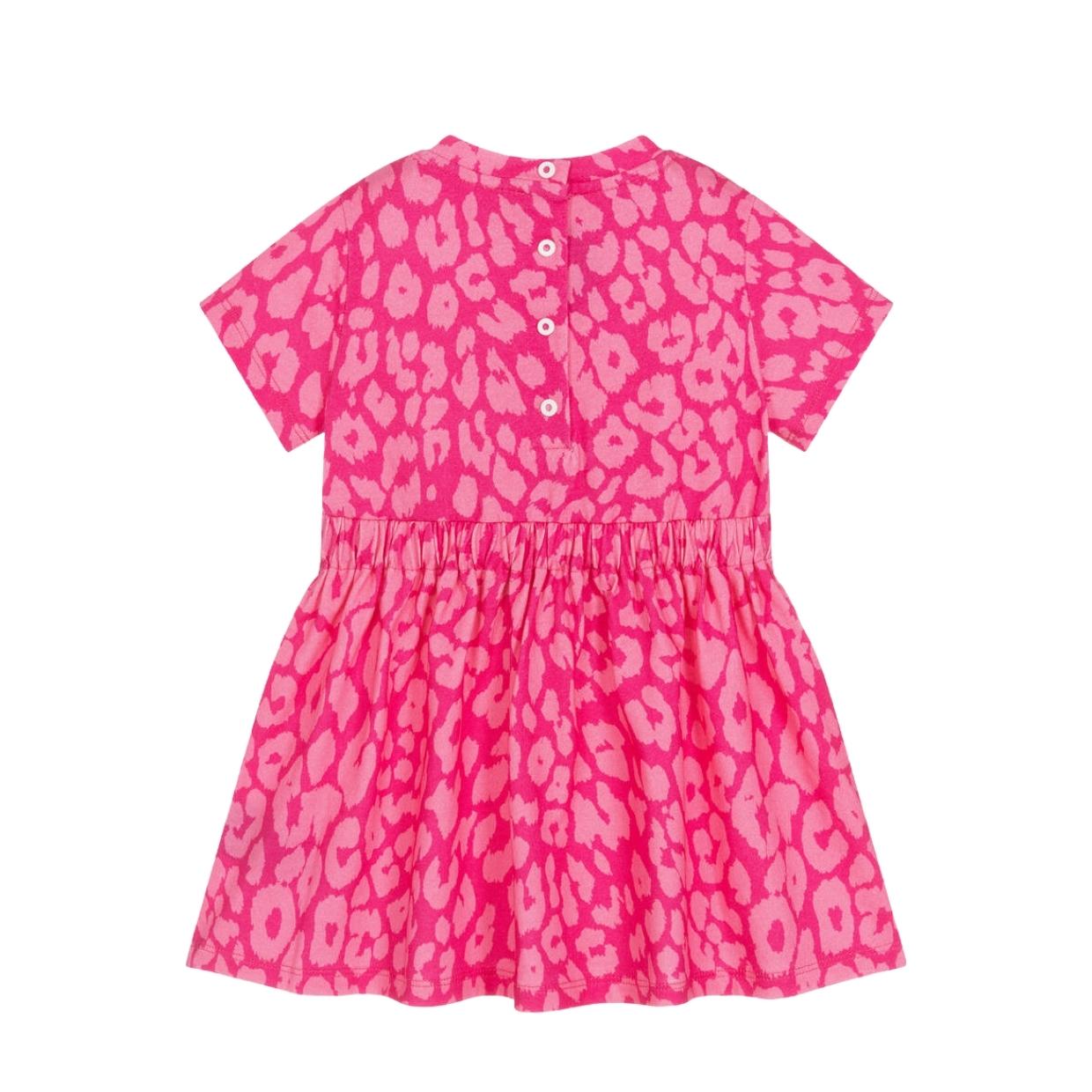 Balmain Baby Leopard Print Logo Pink Dress