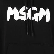 MSGM Brushed Paint Logo Effect Black Hoodie