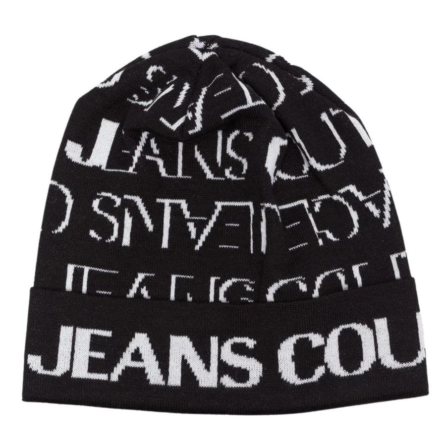 Versace Jeans Couture Black Embroidered Logo Beanie