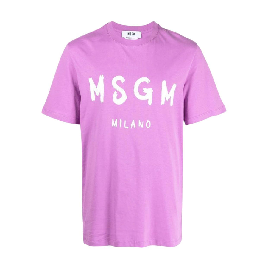 MSGM Brushed Logo Purple T-Shirt