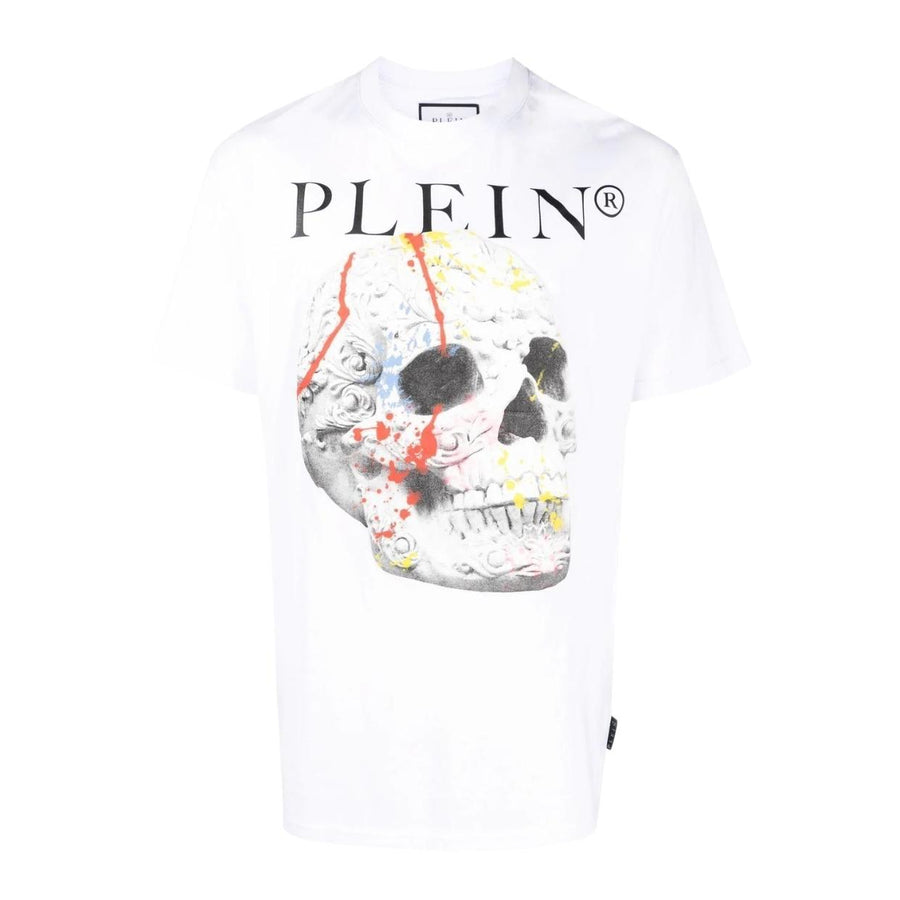 Philipp Plein Skull Print Logo White T-Shirt