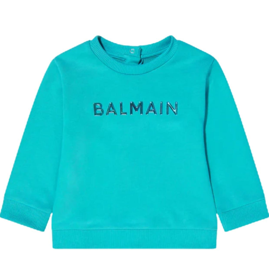 Balmain Baby Iridescent Logo Blue Sweatshirt