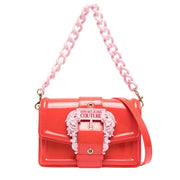 Versace Jeans Couture Baroque Buckle Patent Red Shoulder Bag