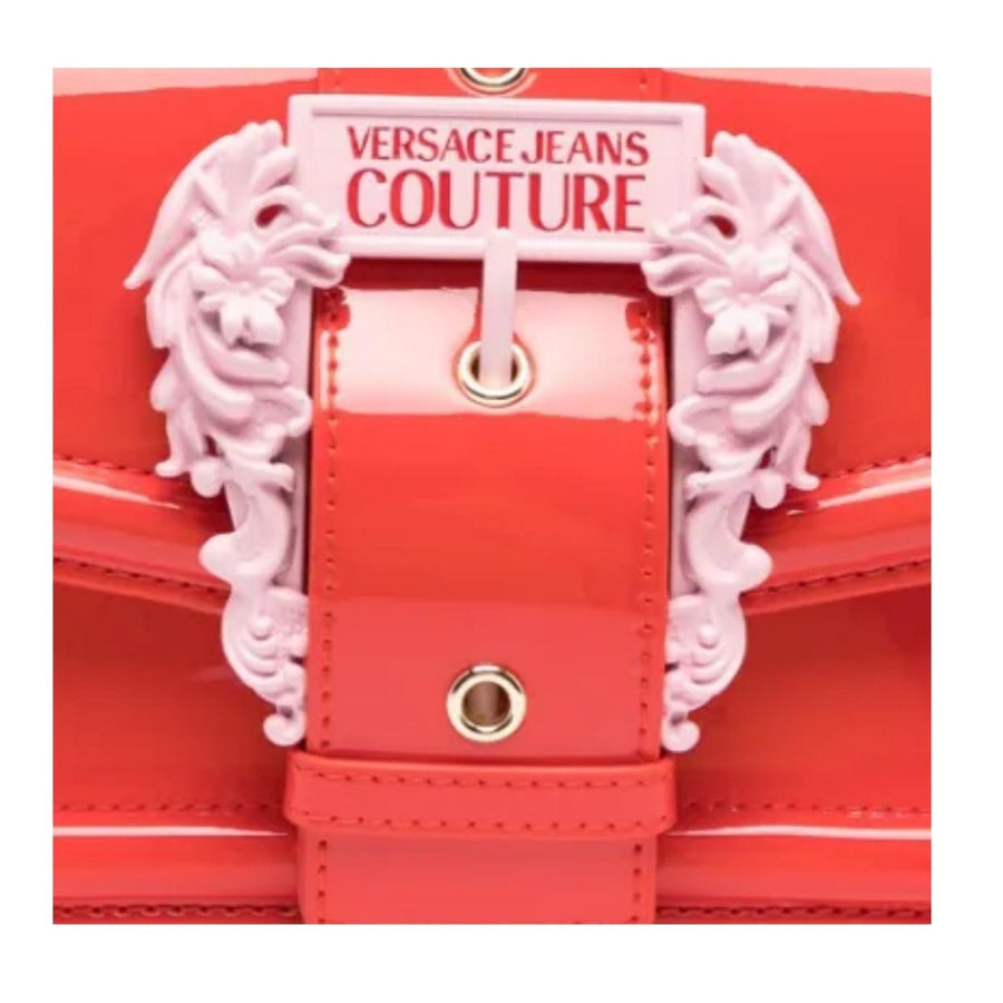 Versace Jeans Couture Baroque Buckle Patent Red Shoulder Bag