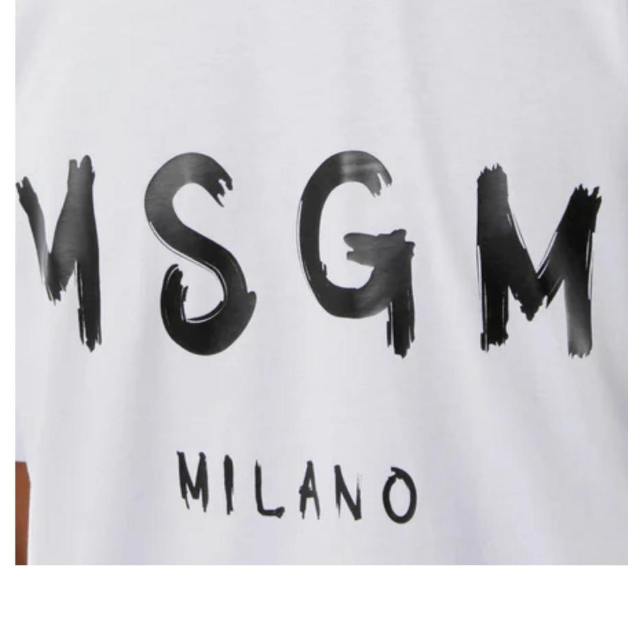 MSGM Brushed Logo White T-Shirt