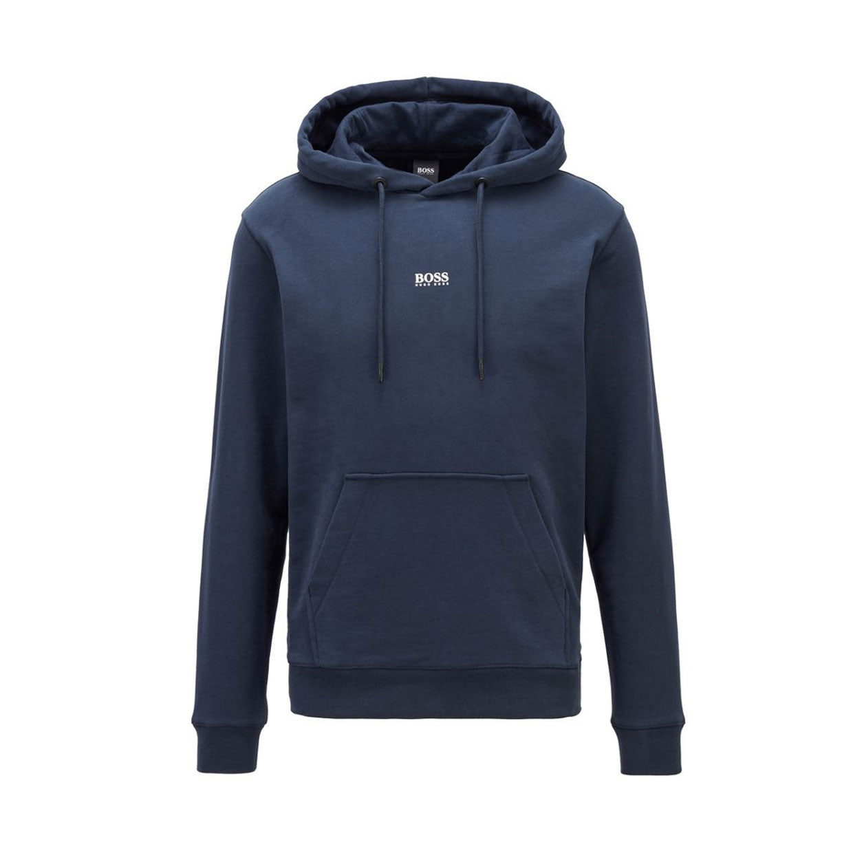 Hugo Boss Relaxed-fit Navy Hooded Sweatshirt In French Terry With Logo