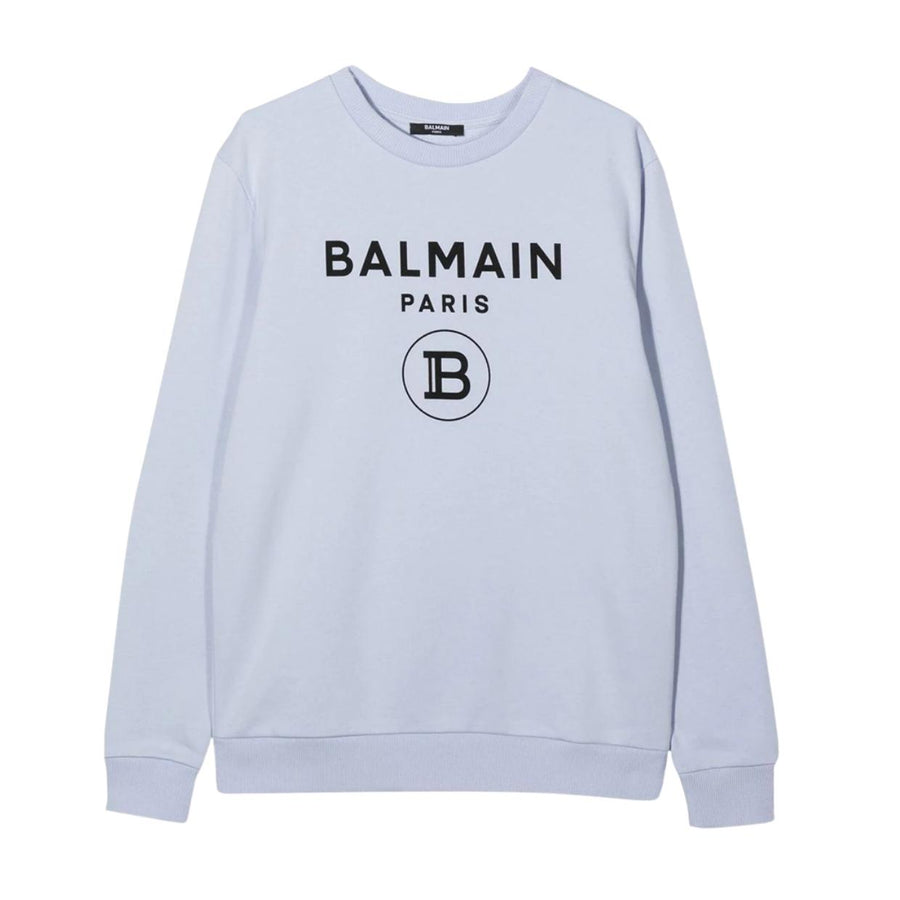 Balmain Kids Printed Logo Sky Blue Sweatshirt