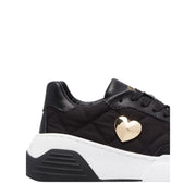 Love Moschino Gold Love Heart Plaque Black Trainers