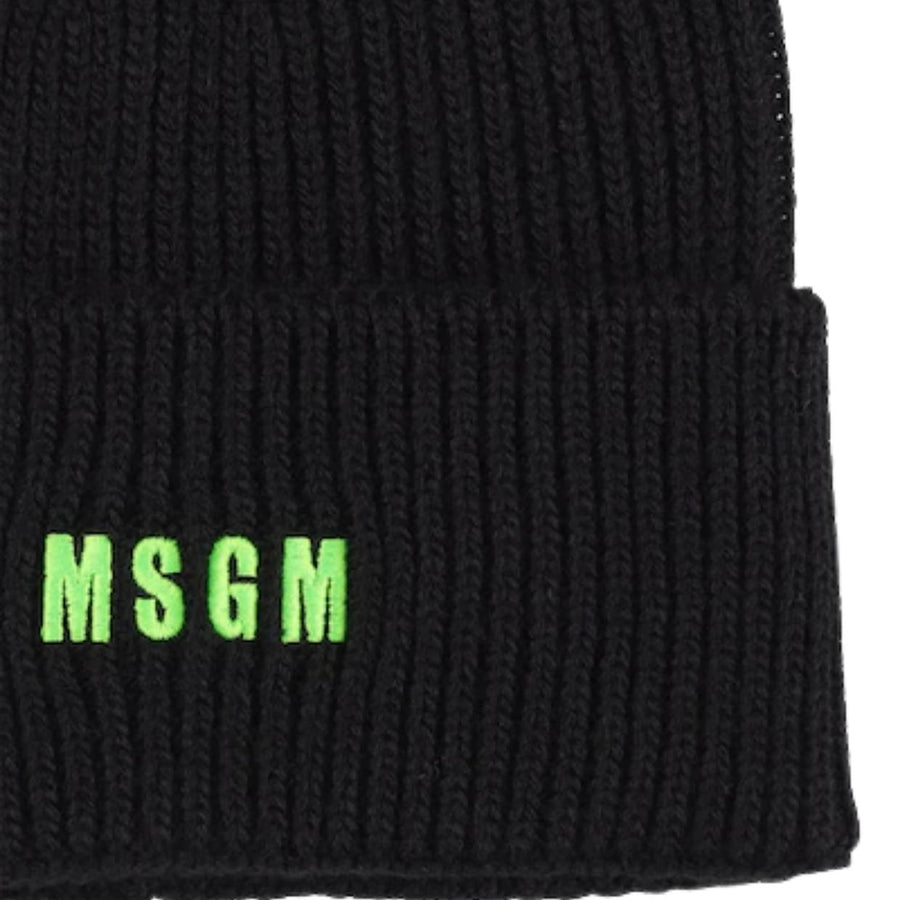 MSGM Logo Embroidered Black Beanie