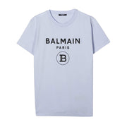 Balmain Kids Printed Logo Sky Blue T-Shirt