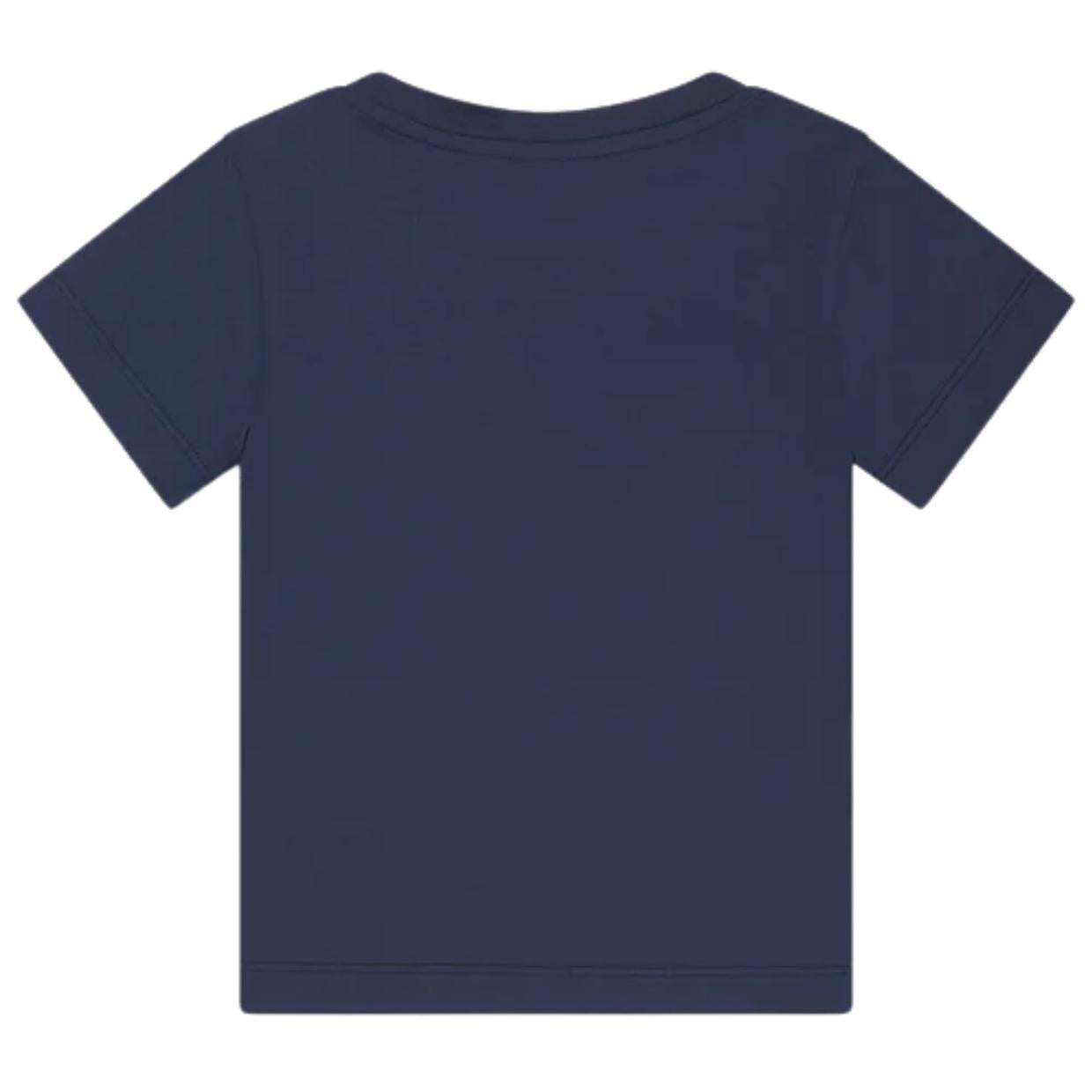 Balmain Kids Gold Embroidered Logo Navy T-Shirt