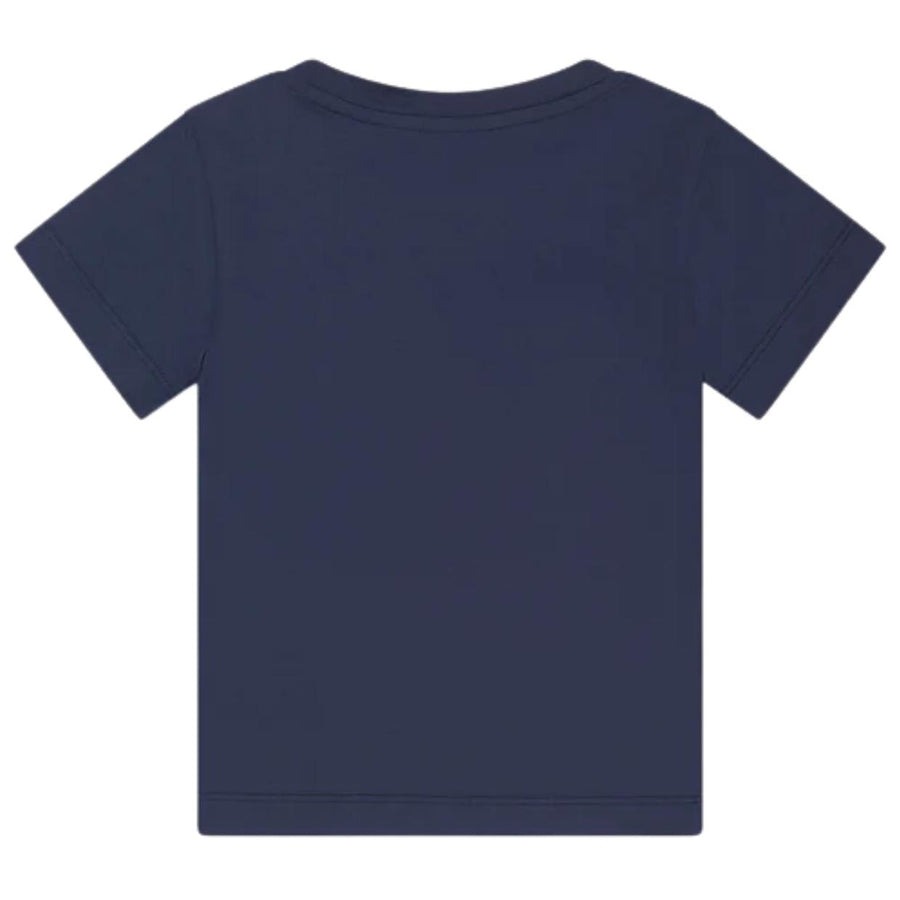 Balmain Kids Gold Embroidered Logo Navy T-Shirt