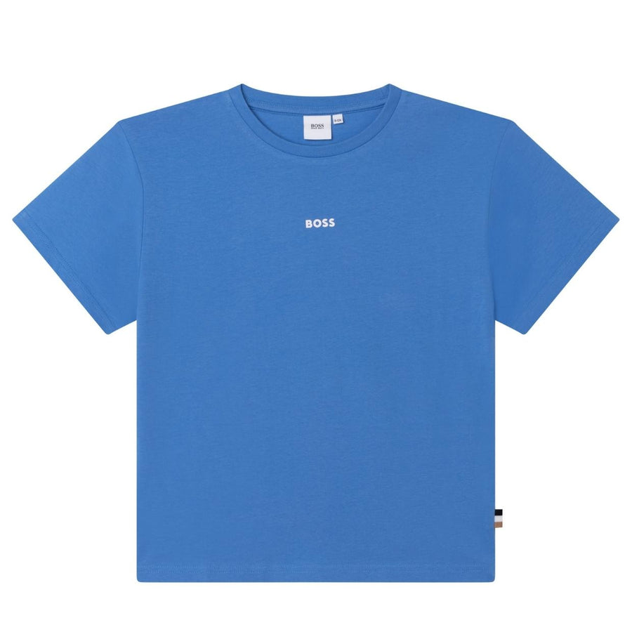 Boss Kids Sky Blue Rubberised Logo T-Shirt