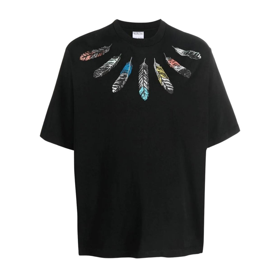 Marcelo Burlon Printed Feathers Black Over T-Shirt