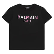 Balmain Kids Rubberised Logo Black T-Shirt