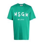 MSGM Brushed Logo Green T-Shirt