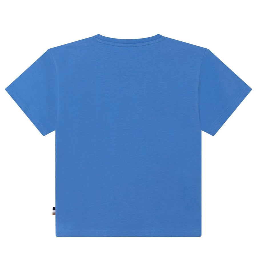 Boss Kids Sky Blue Rubberised Logo T-Shirt