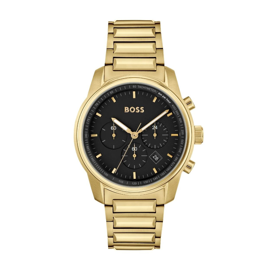 BOSS Gold Trace Chronograph Watch – Retro Designer Wear