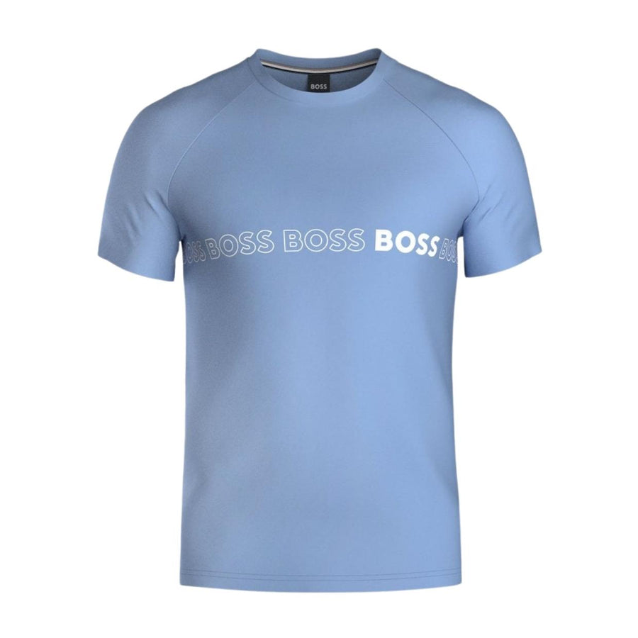 BOSS Repeat Printed Logo Blue T-Shirt