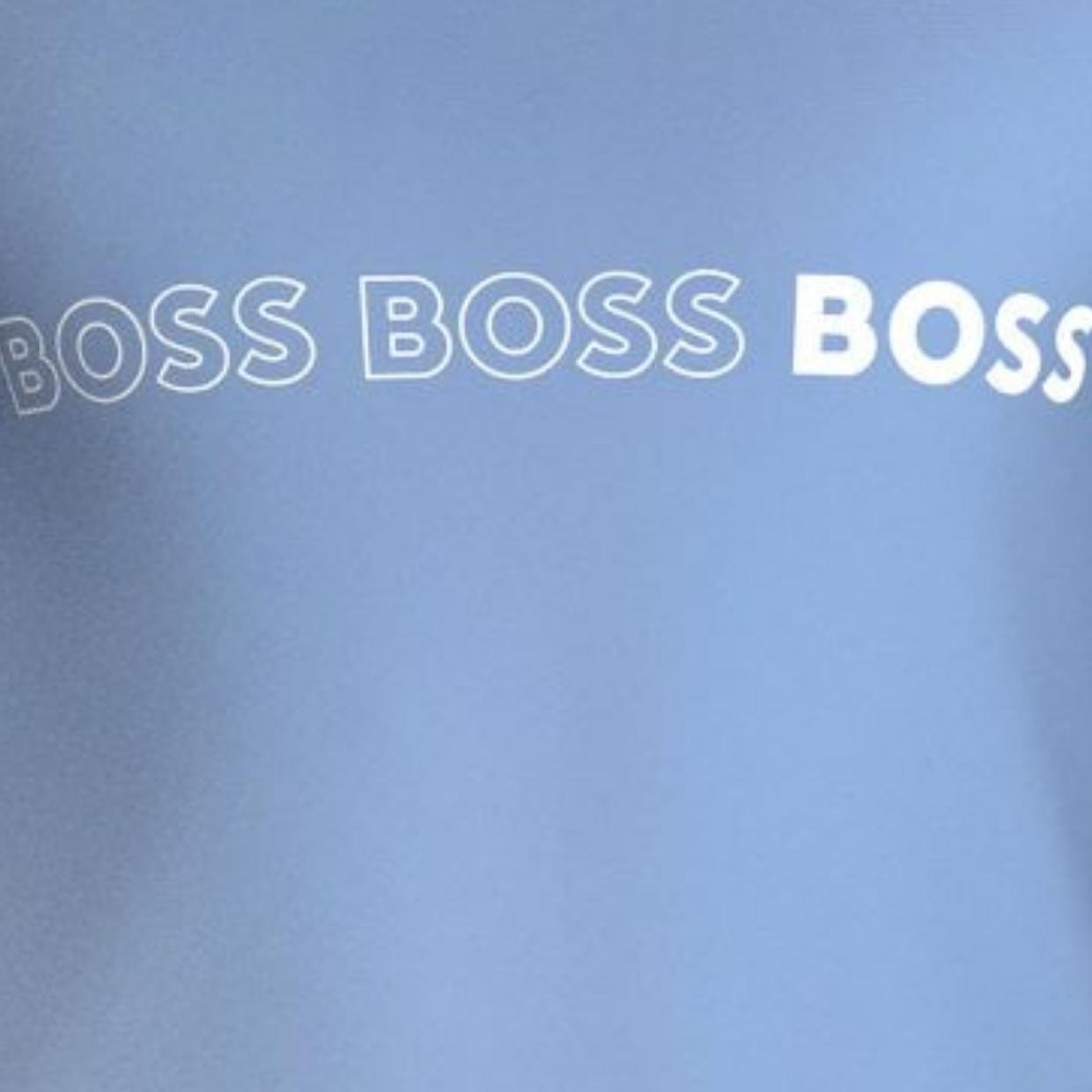 BOSS Repeat Printed Logo Blue T-Shirt