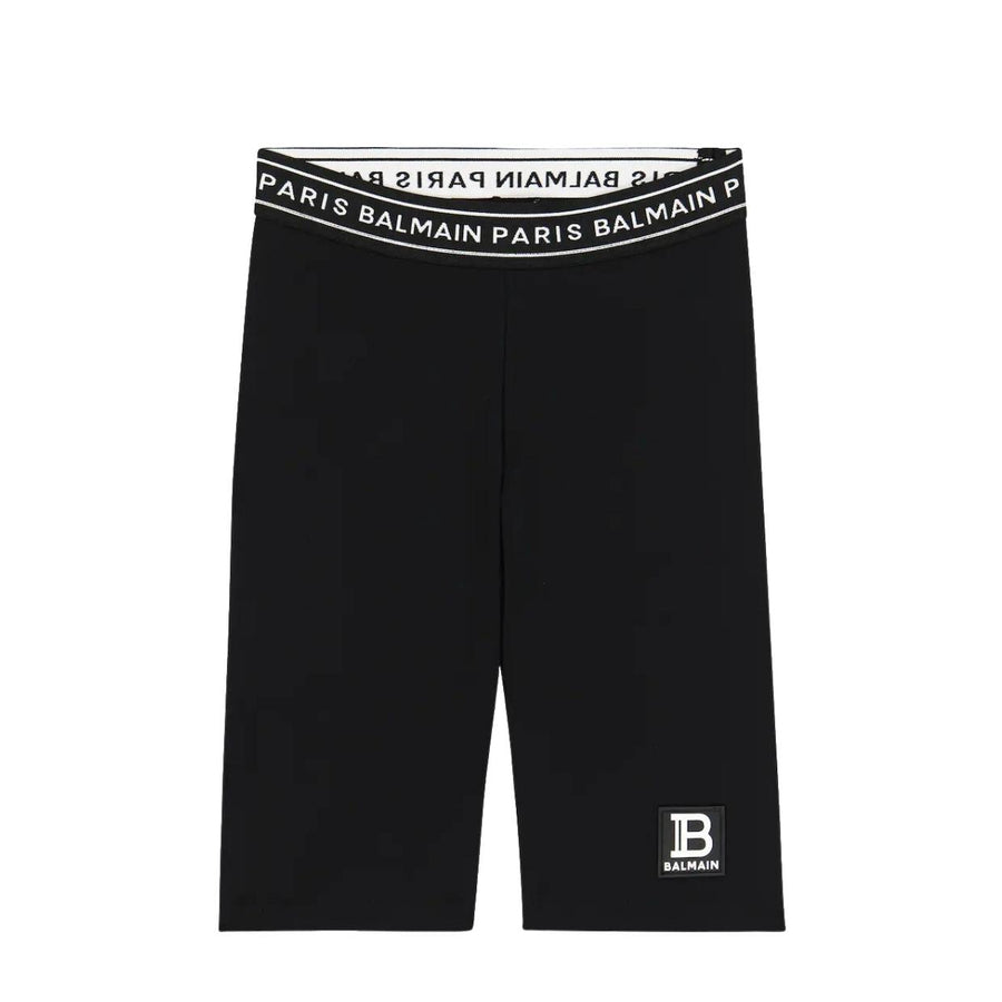 Balmain Kids Logo Patch Cycle Shorts