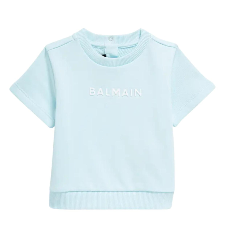 Balmain Baby Sky Blue Short Sleeve Sweatshirt