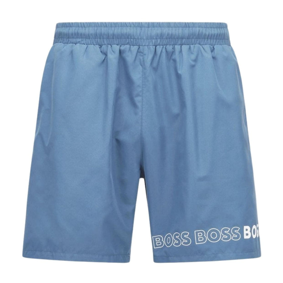 BOSS Dolphin Repeat Logo Blue Swim Shorts