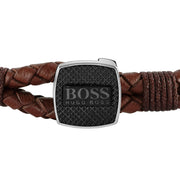 BOSS Brown Seal Braided Leather Bracelet