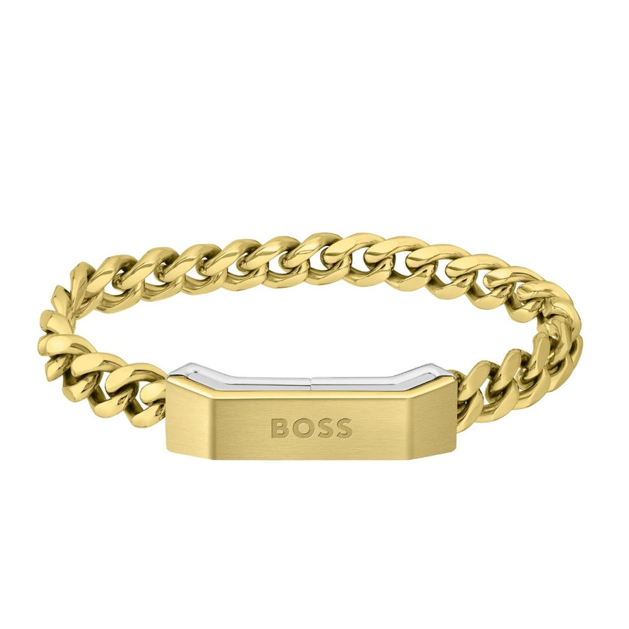 BOSS Gold Carter Engraved Logo Bracelet