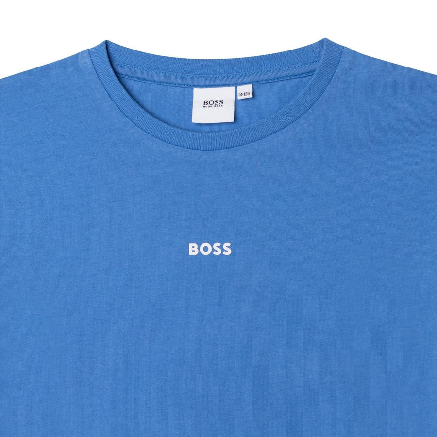 Boss Kids Sky Blue Rubberised Logo T-Shirt