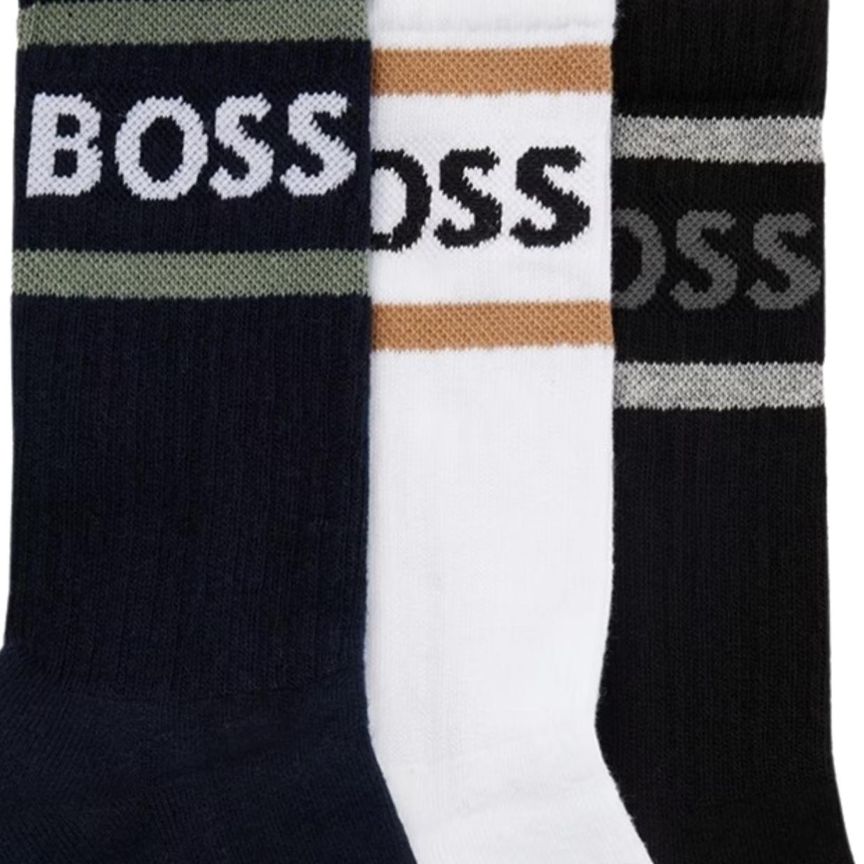 BOSS Logo Stripe Three-Pack Socks