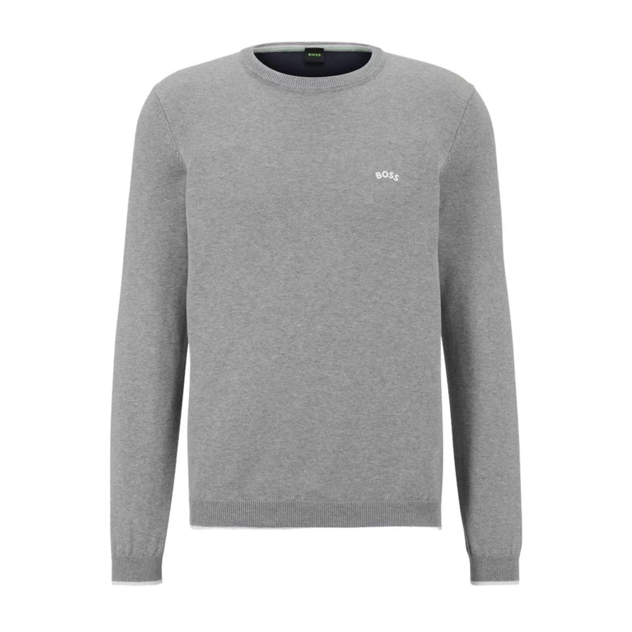 BOSS Grey Rallo Curved Logo Knit Sweater