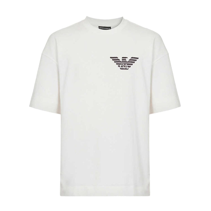 Emporio Armani Embroidered Eagle Logo White T-Shirt