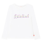Billieblush White Rainbow Logo Long Sleeve Top