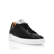Philipp Plein Leather Lo-Top Silver Sneakers