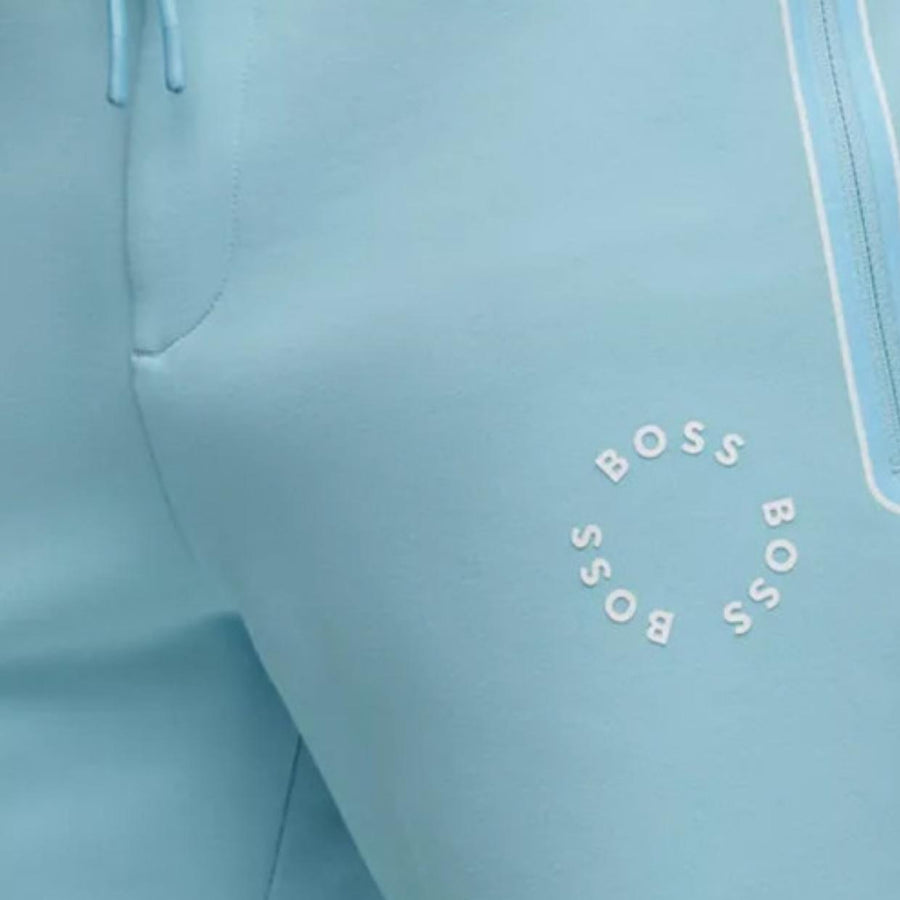 BOSS Headlo Circular Logo Light Blue Sweat Short