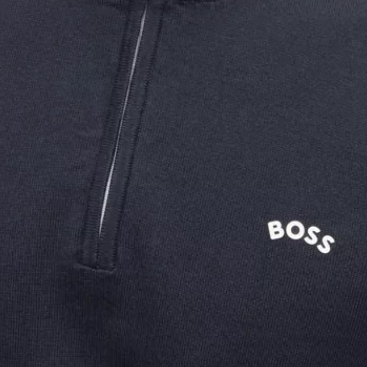 BOSS Curved Logo Zallo Half Zip Dark Navy Sweatshirt