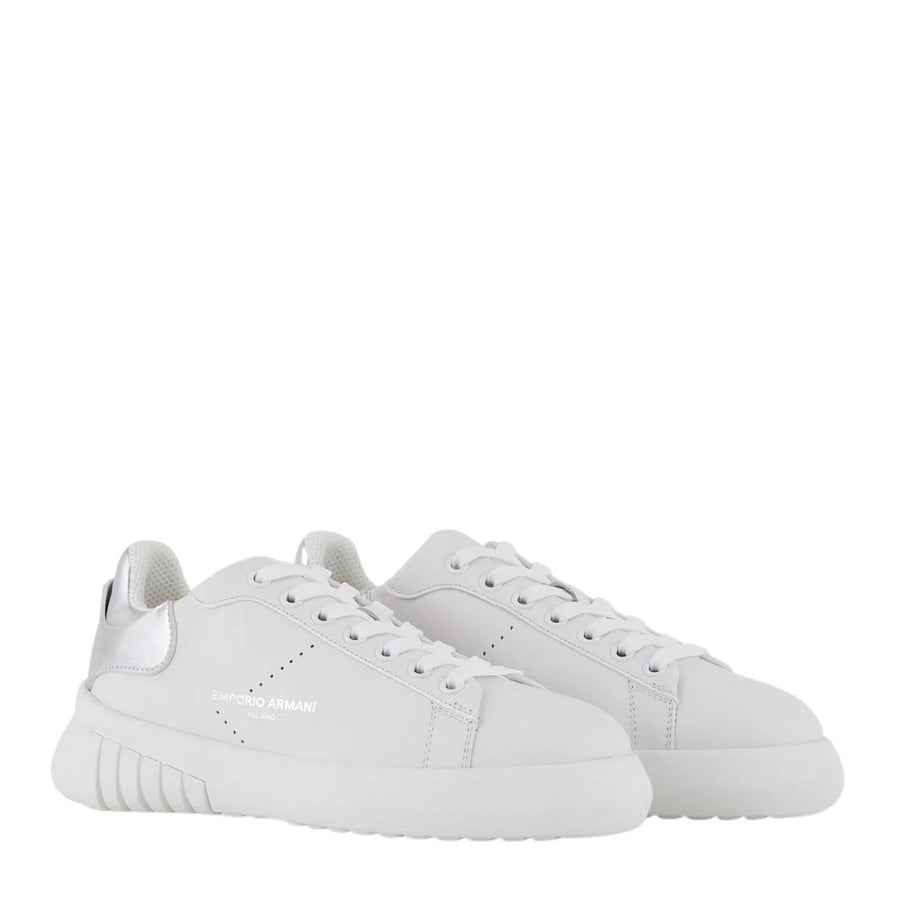 Emporio Armani Logo White Leather Trainers