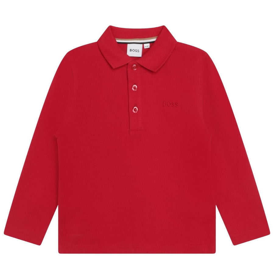 BOSS Kids Red Long Sleeve Polo Shirt