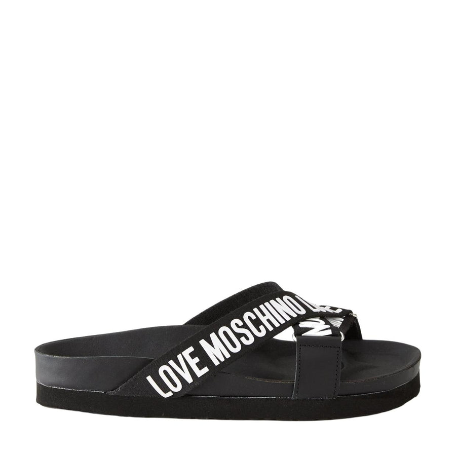 Love Moschino Logo Strap Black Sandals