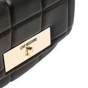 Love Moschino Gold-Tone Engraved Logo Black Shoulder Bag