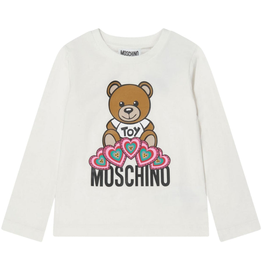 Moschino Kids Rhinestone Heart White T-Shirt