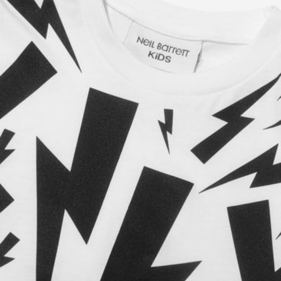 Neil Barrett Kids Thunderbolt Print White T-Shirt