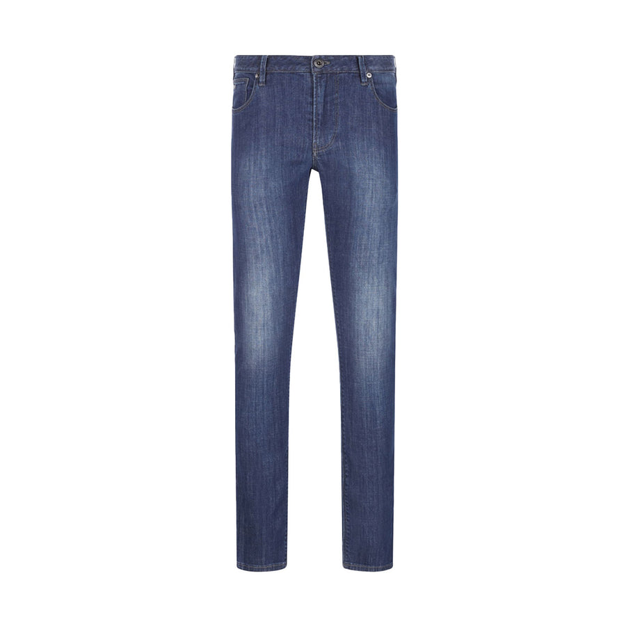 EMPORIO ARMANI J06 Slim-Fit, Worn-Wash Jeans In Comfort Denim